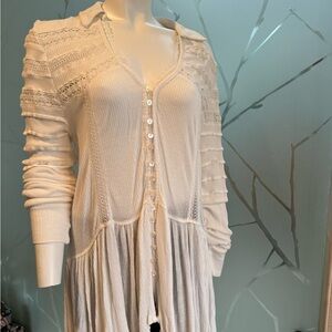 Free People Cream Button-Down Top